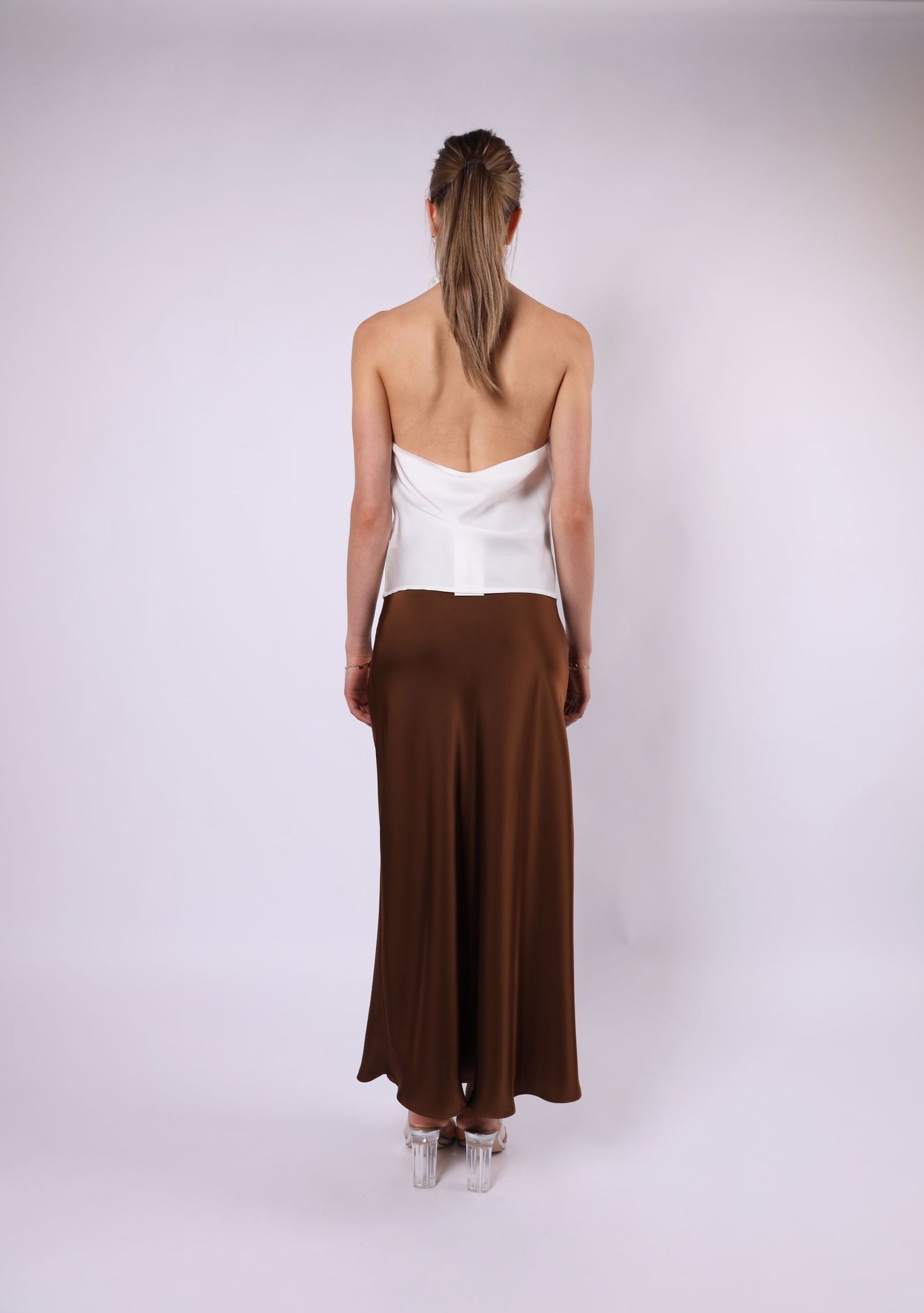 Satin Maxi Skirt - Chocolate