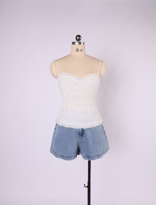 RUFFLED TOP OFF WHITE