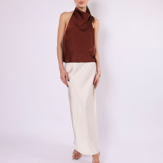 Satin Maxi Skirt - Champagne