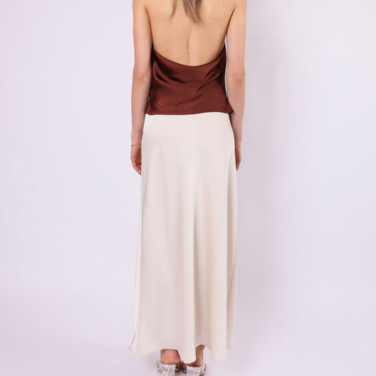 Satin Maxi Skirt - Champagne