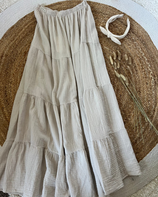 Beige Muslin Maxi Skirt