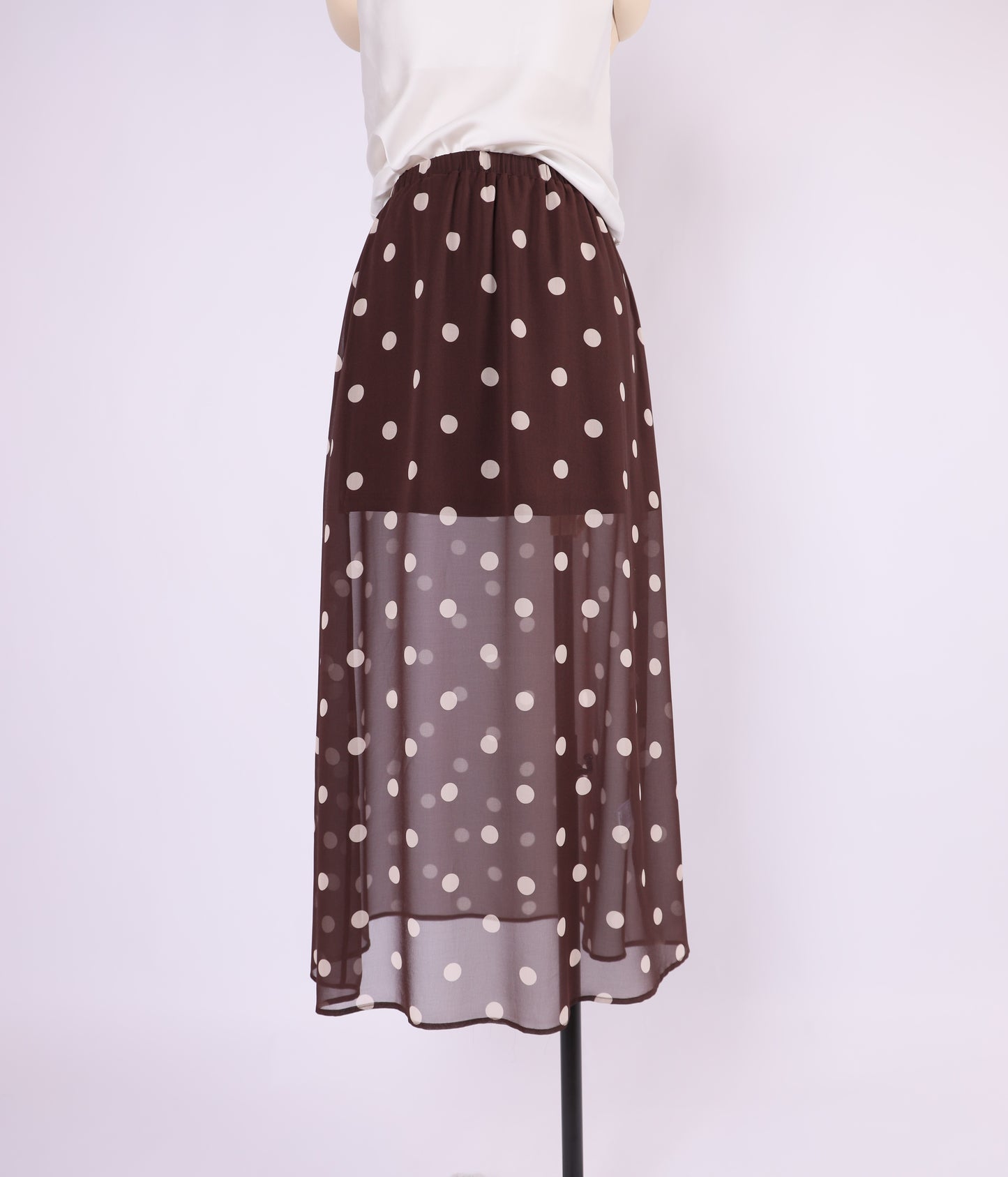 POLKA DOT CHIFFON MIDI SKIRT
