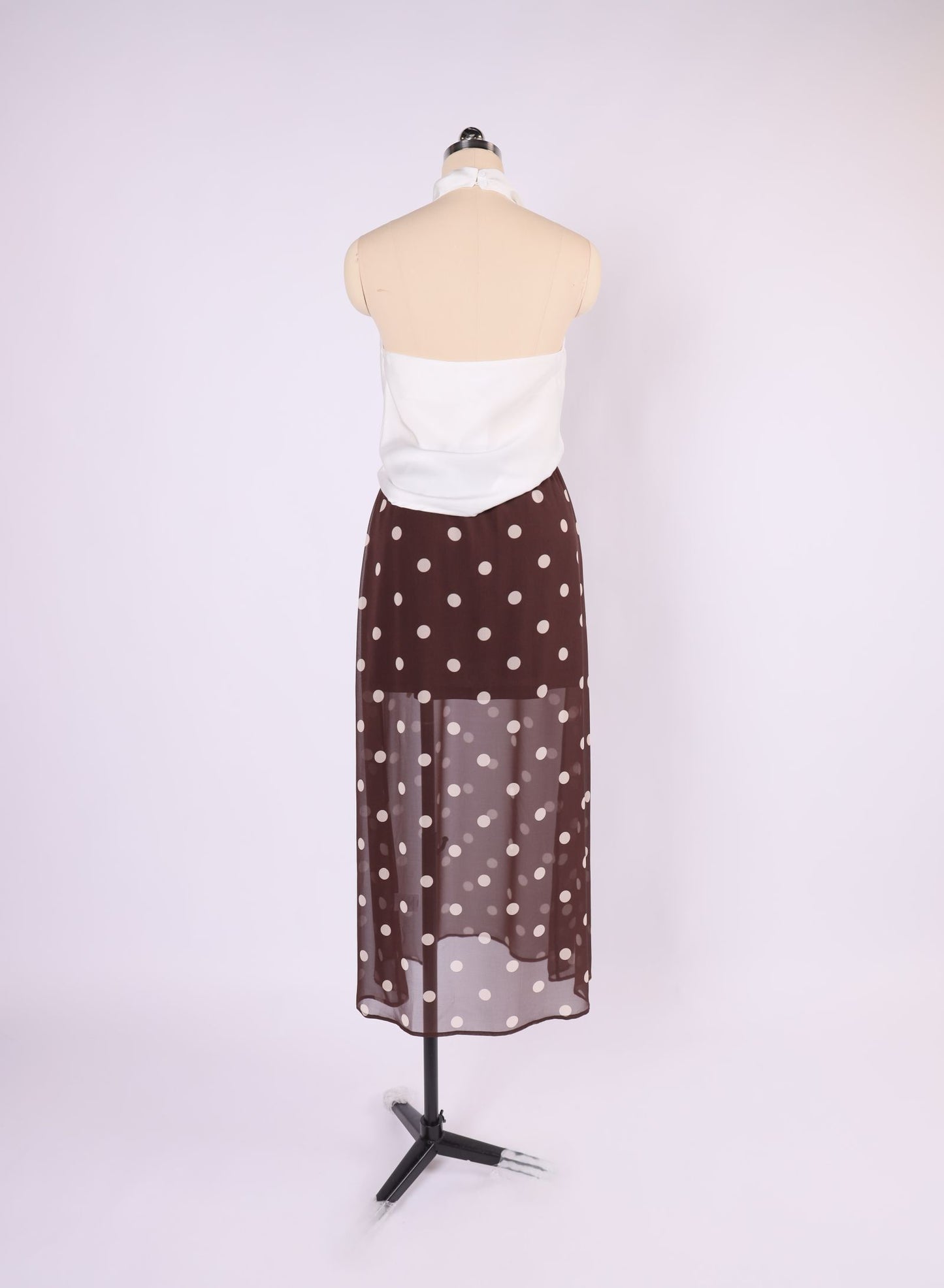 POLKA DOT CHIFFON MIDI SKIRT