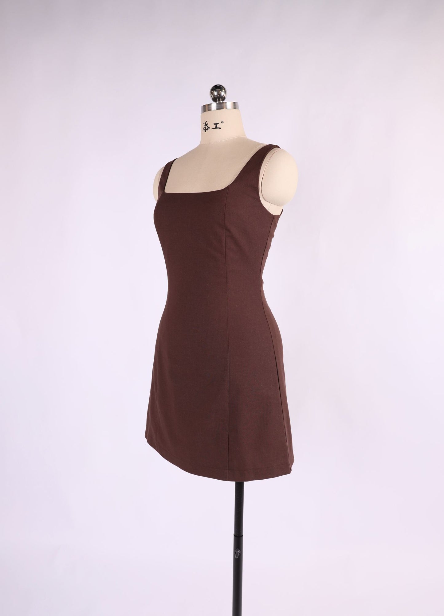 SQUARE-NECK LINEN MINI DRESS