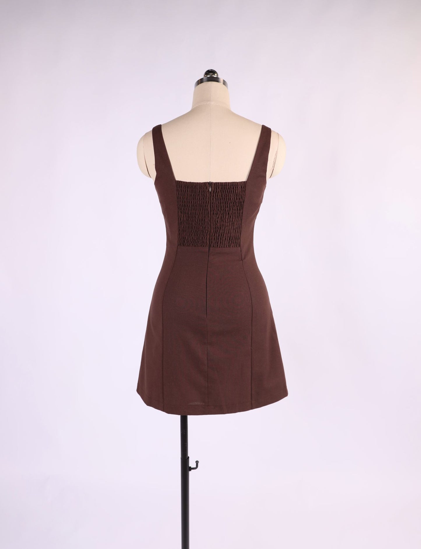 SQUARE-NECK LINEN MINI DRESS